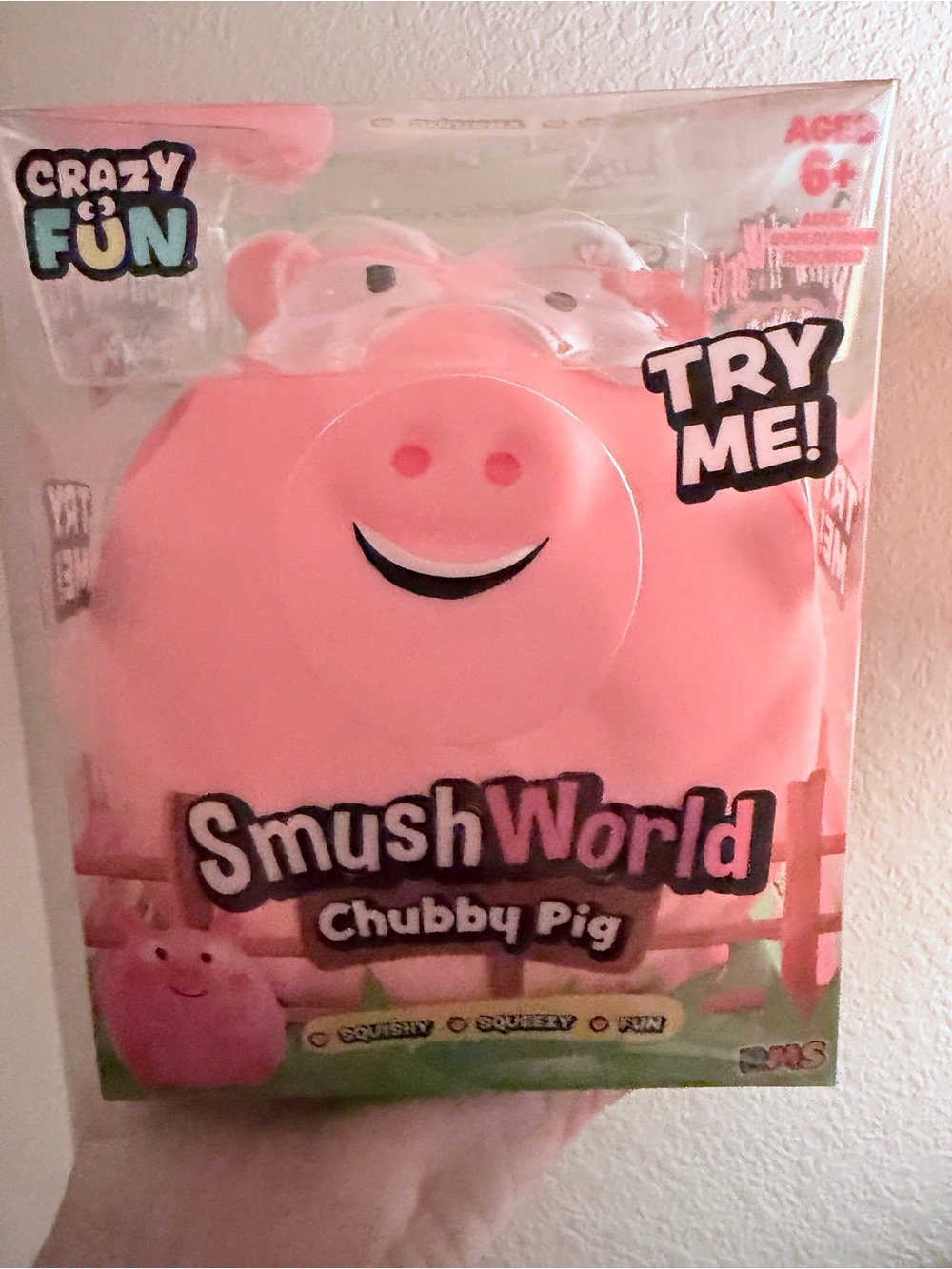 SmushWorld Chubby Pig Plush Squeeze Toy - Pink